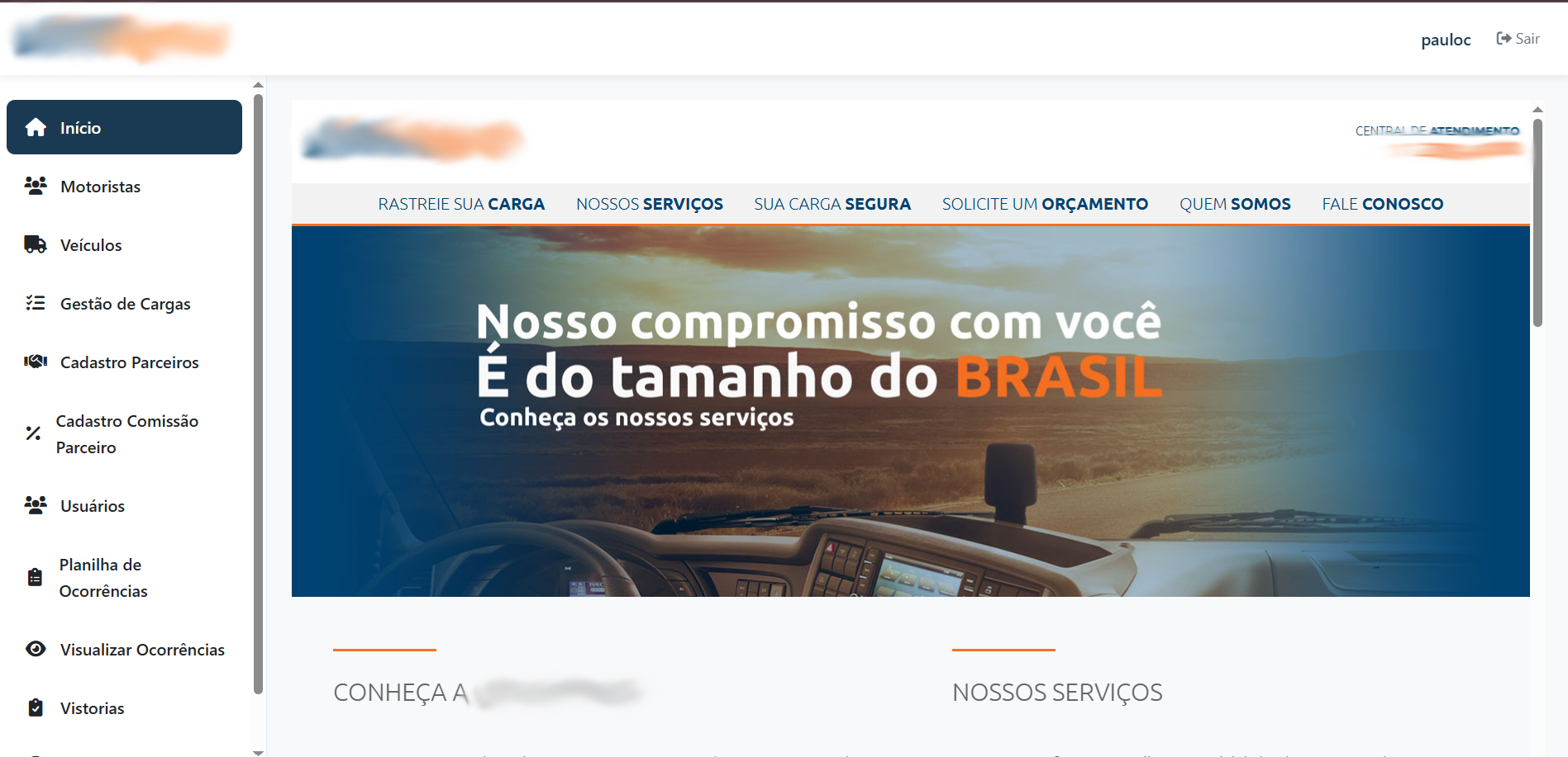 App vistoria, carga e descarga